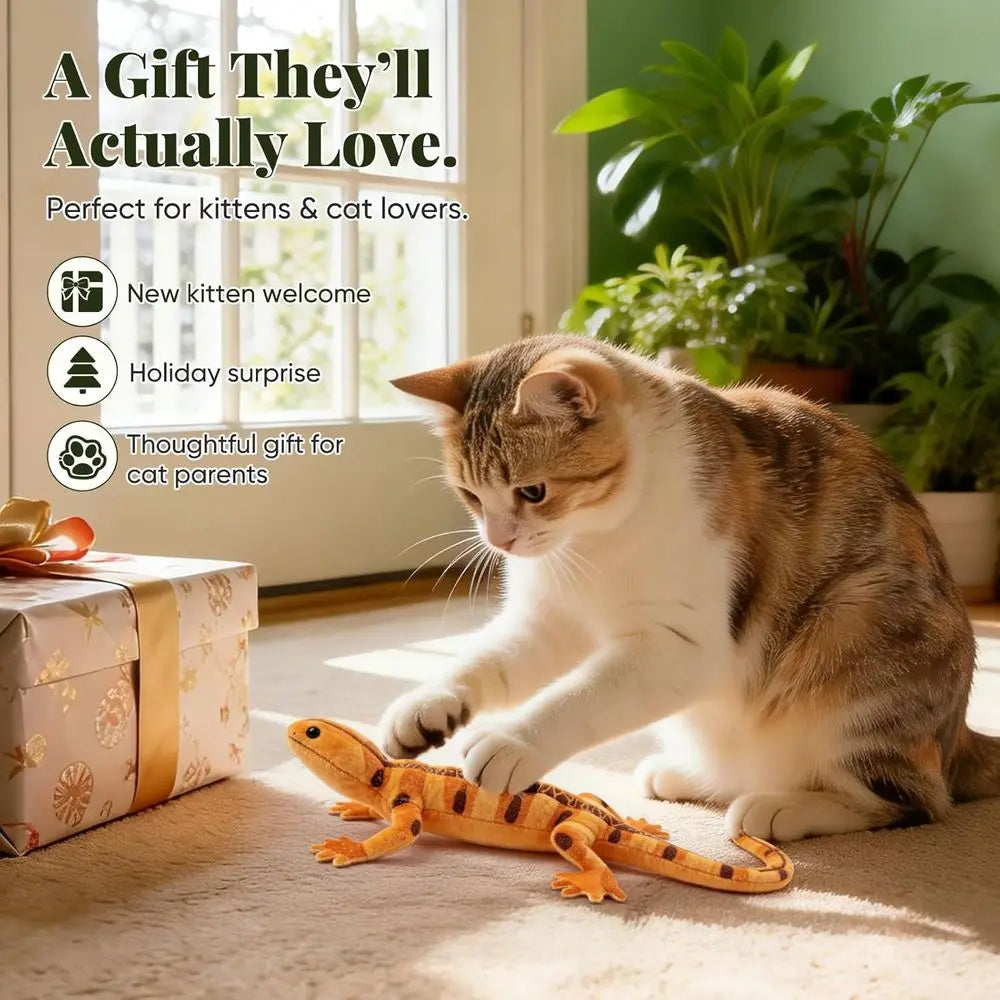 Lizard Catnip Toys Chew Bite Resistant Toys Indoor Cats Boredom Relie Teeth Cleaning Interactive Funny Cute Kitten Cat Lover Gif