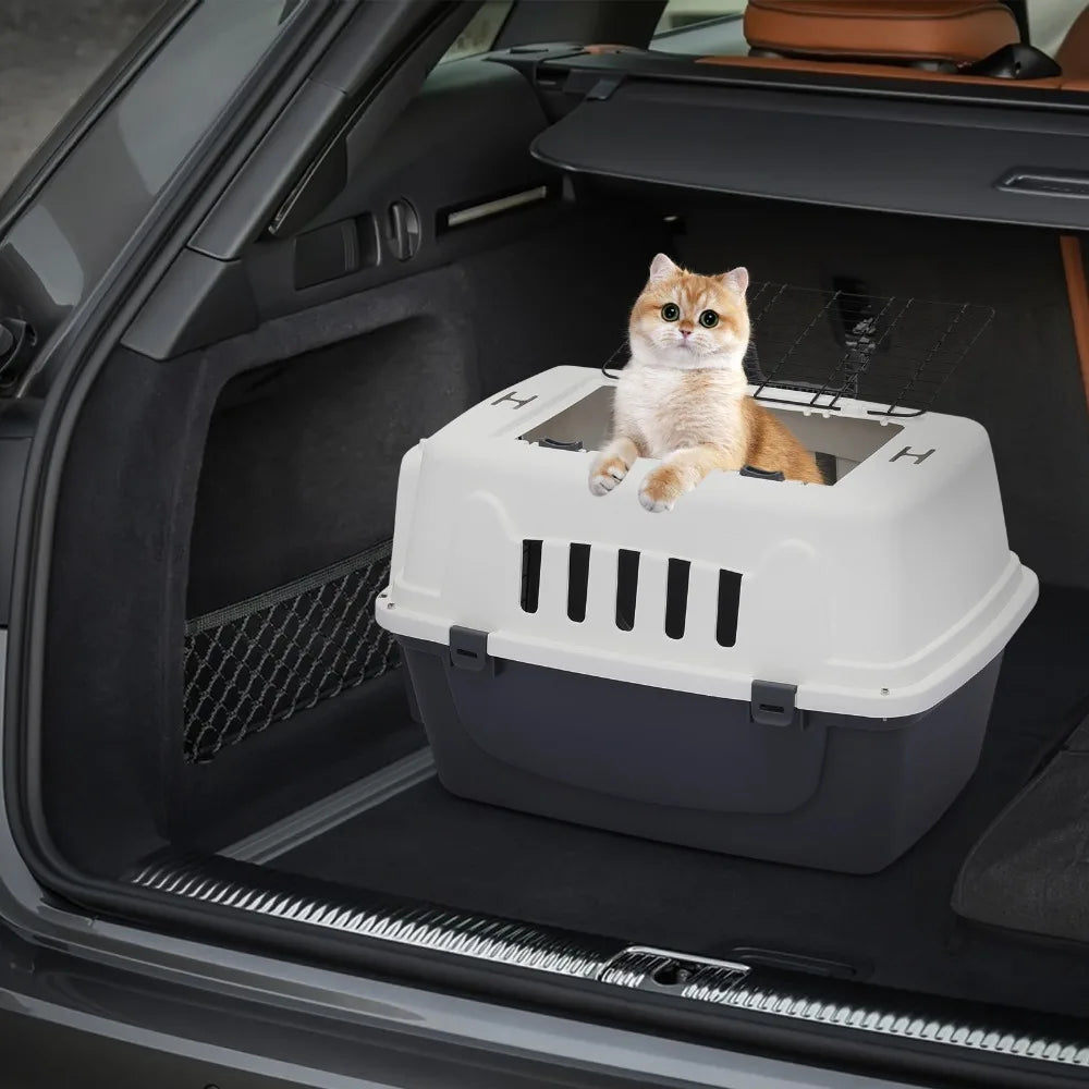 22-Inch Hard Shell Pet Suitcase Dog Cat Travel Carrier Plastic Animal Transport Cage