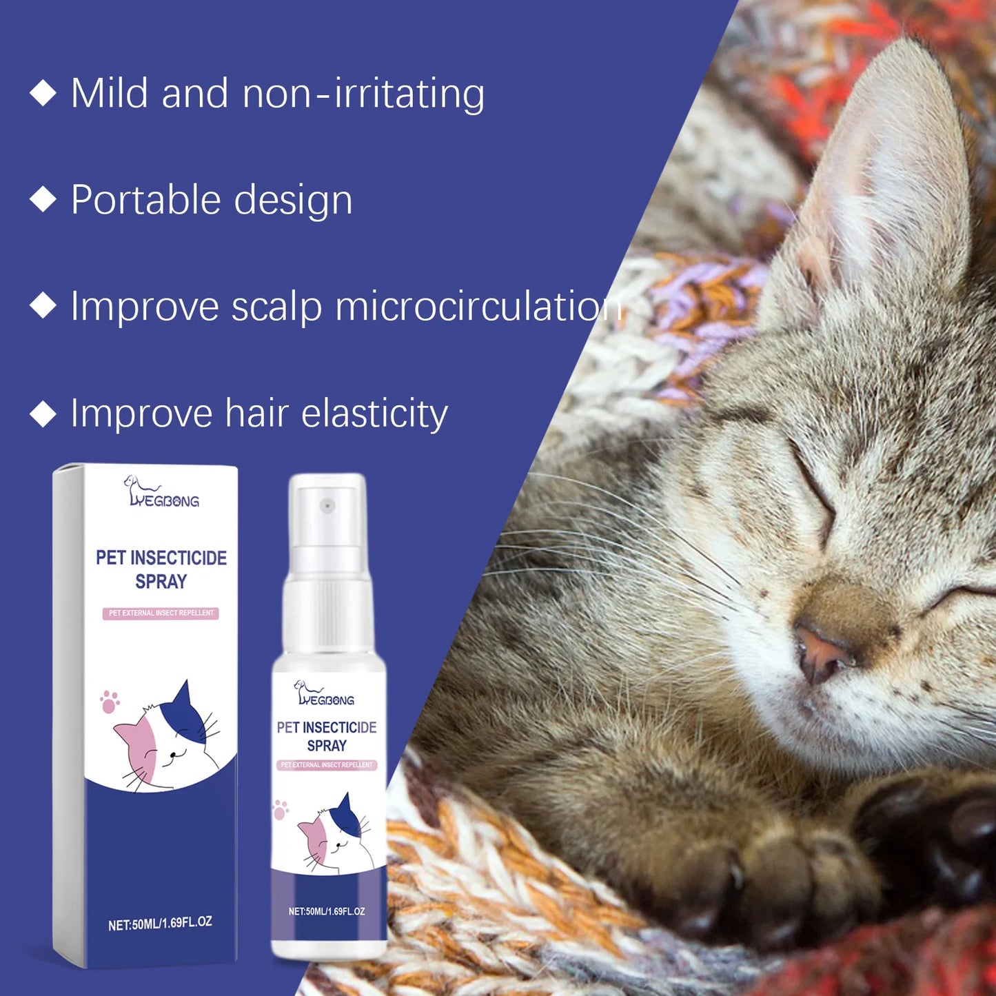 50ML Pet Insect Repellent Spray Nourishing Skin Smoothing Hair Powerful Eliminate Bad Odor Non-irritating Protective Herbal Pet Insect Repellent Liquids