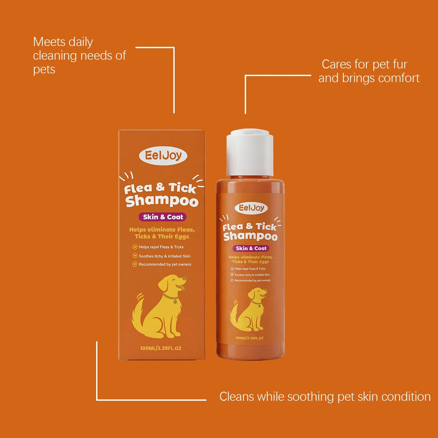 100ML Pet Cleaning Shampoo Gentle Remove Dirts Eliminate Bad Odors Smoothing & Volumizing Hair Soothing Redness Flea Repellent Daily Care Pet Cleaner