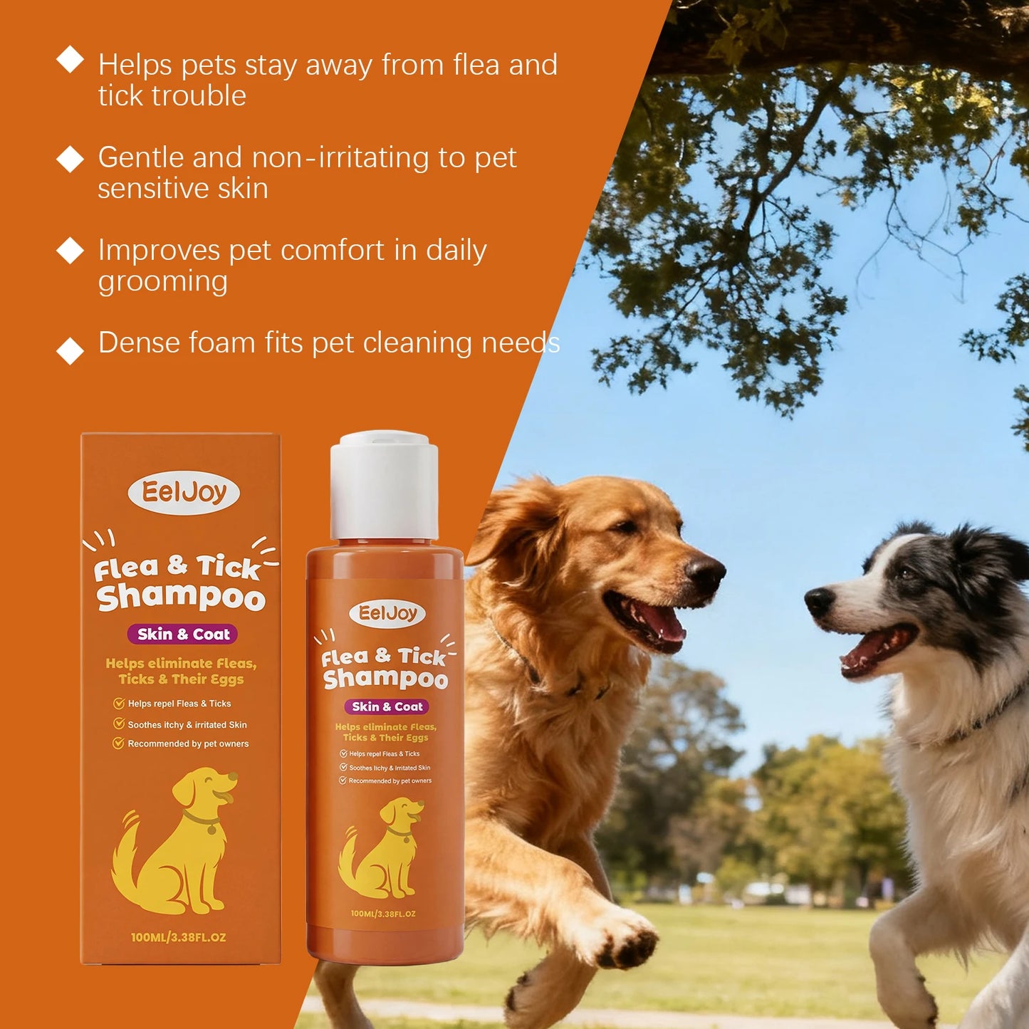 100ML Pet Cleaning Shampoo Gentle Remove Dirts Eliminate Bad Odors Smoothing & Volumizing Hair Soothing Redness Flea Repellent Daily Care Pet Cleaner