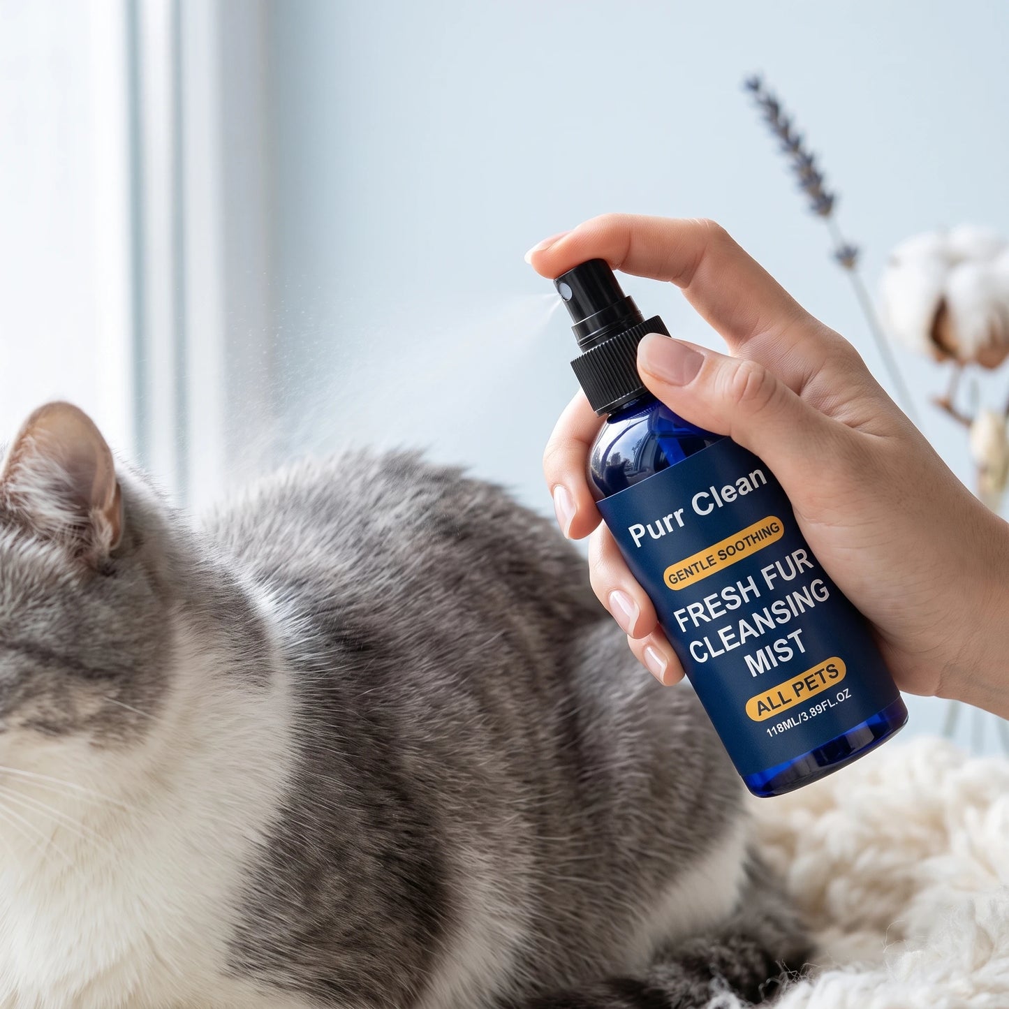 118ML Pet Hair Cleaning Agents for Dog & Cats Deep Cleaning Dirts Enhance Smoothness Remove Stains Eliminate Bad Odor Glowing Refreshing Pet Hair Cleaner Spray