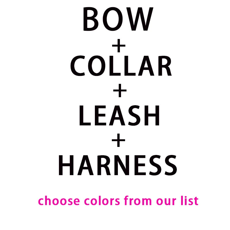 Multi Colors Pet Harness And Leash Set XS-XL Free Logo Dog Collar Bowtie Leads Accessory Velvet Pet Poop Bag Holder