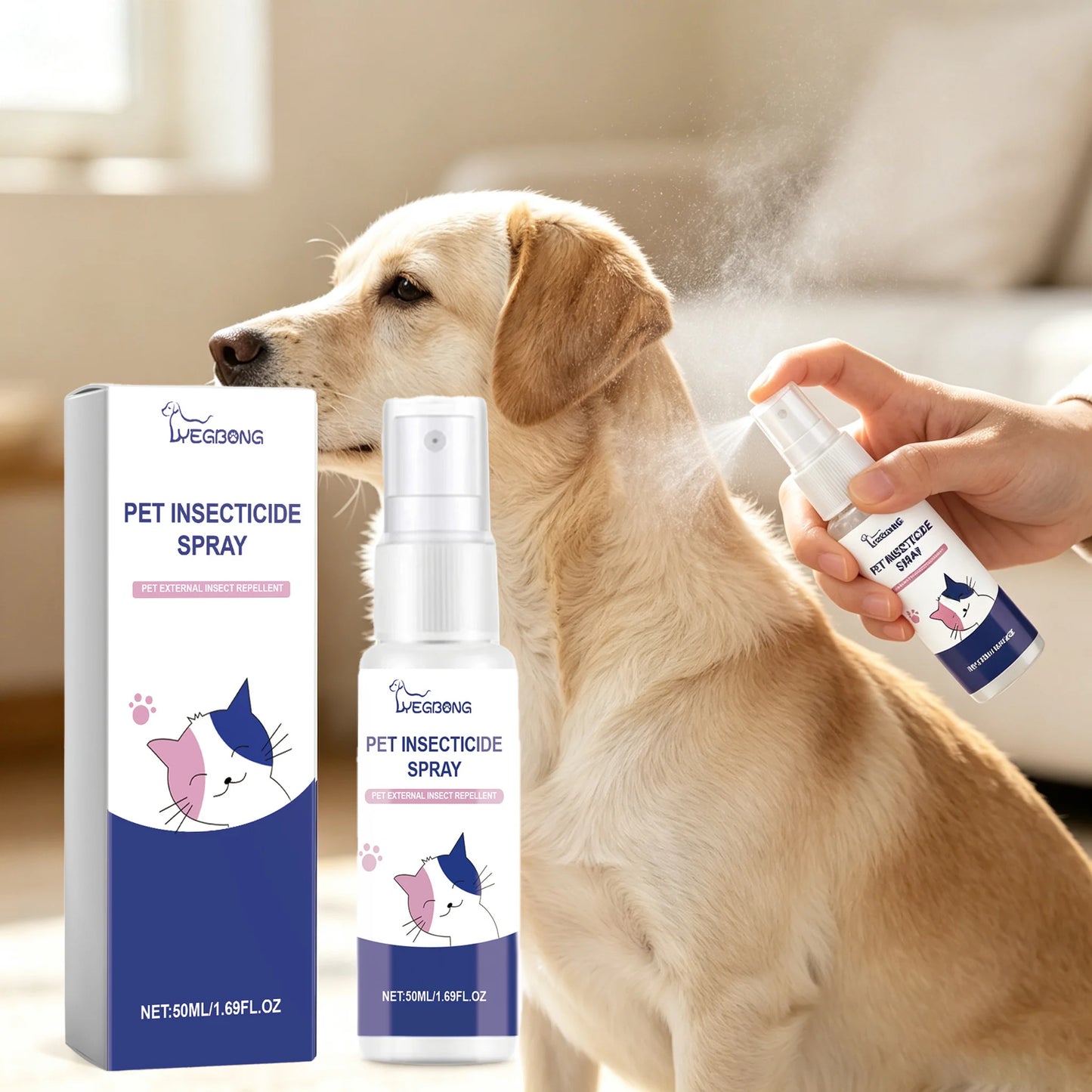 50ML Pet Insect Repellent Spray Nourishing Skin Smoothing Hair Powerful Eliminate Bad Odor Non-irritating Protective Herbal Pet Insect Repellent Liquids