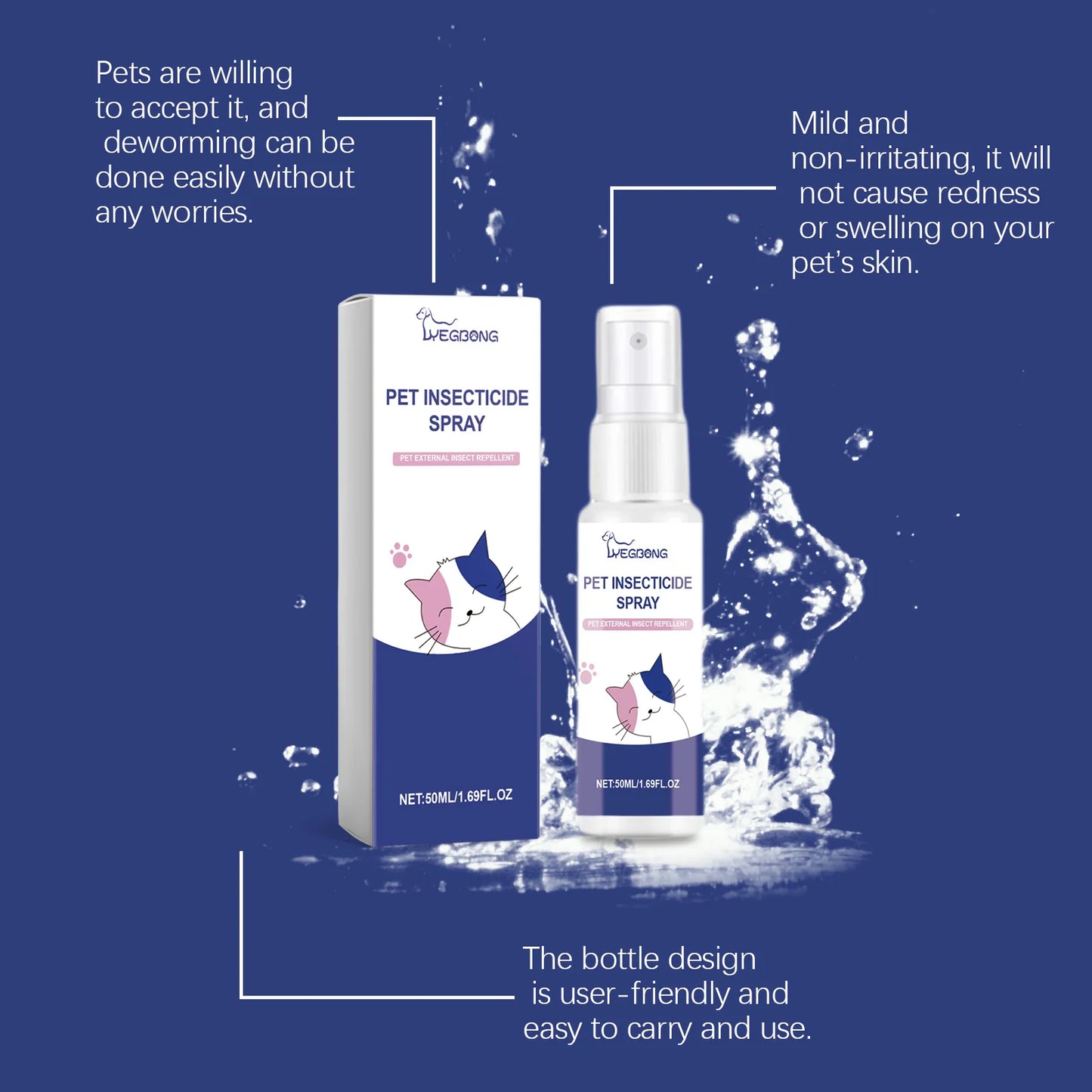 50ML Pet Insect Repellent Spray Nourishing Skin Smoothing Hair Powerful Eliminate Bad Odor Non-irritating Protective Herbal Pet Insect Repellent Liquids