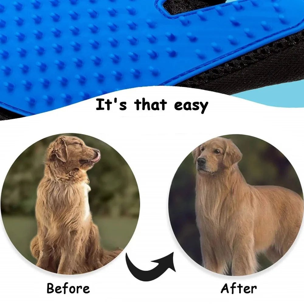Dog Cat Pet Combs Grooming Deshedding Brush Gloves Effective Cleaning Back Massage Animal Bathing Hair Removal