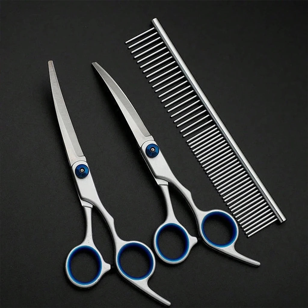 6 Pcs Professional Pet Grooming Scissors Set, Stainless Steel Hair Cutting Kit   with Comb ,Nail Clippers, Dog Cat Grooming Tools for Personal Use