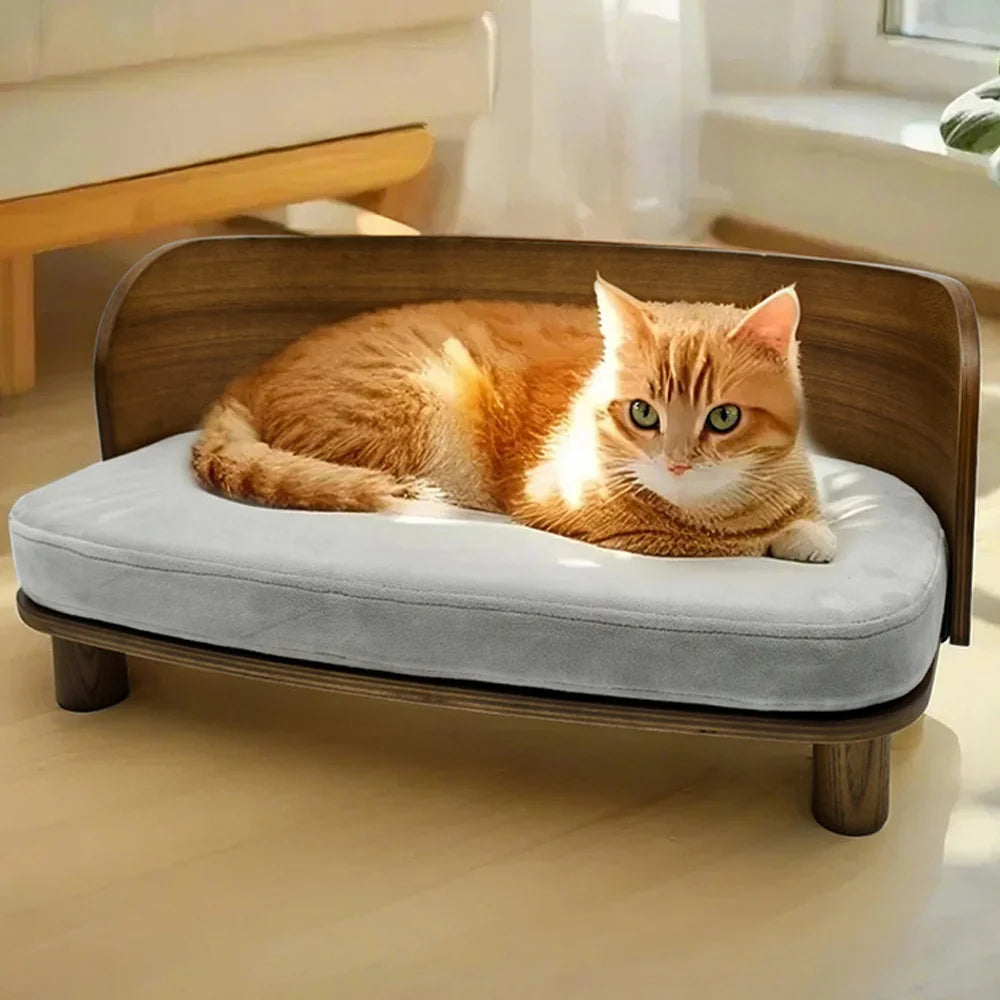Unique Elevated Pet Sofa Wood Small Dog Couch Bed with Cushion for Puppy Kitty