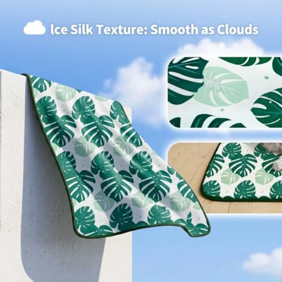 Pet Cooling Mat  Ice Silk Cooling Mat for Dogs and Cats Portable and Washable Pet Cooling Blanket, Car Seats, Beds f