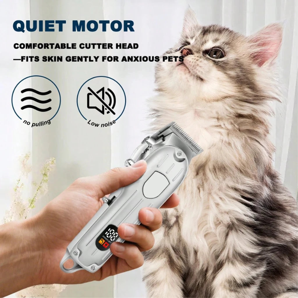 Electric Pet Hair Clipper USB Rechargeable LCD Display Dog Cat Grooming Trimmer Shaver with Guide Combs Kit