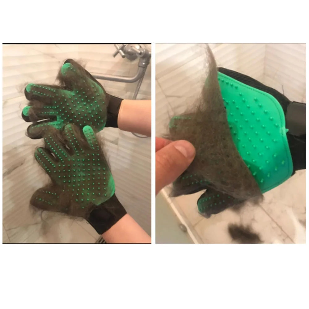 Dog Cat Pet Combs Grooming Deshedding Brush Gloves Effective Cleaning Back Massage Animal Bathing Hair Removal