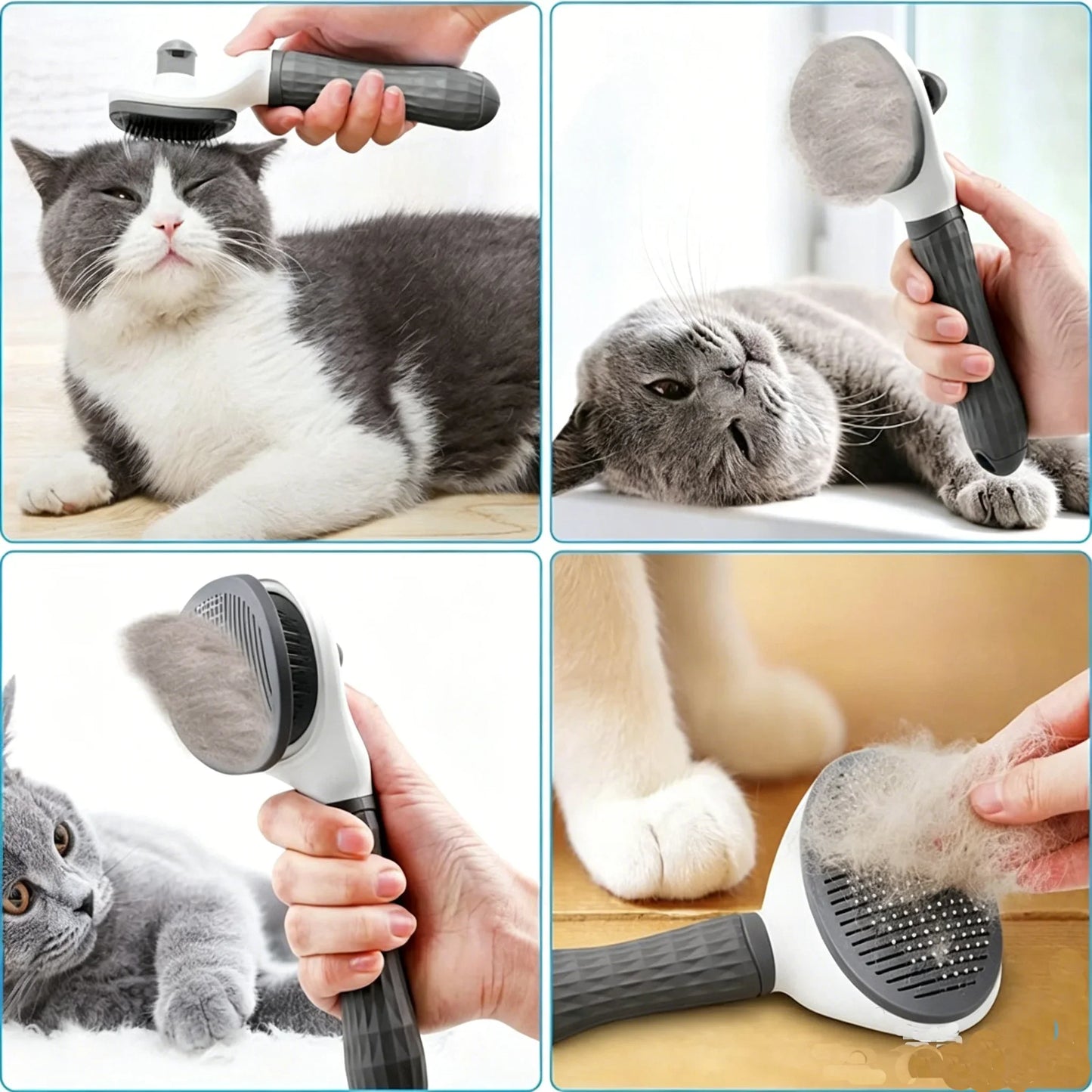 1pc/2pc Self-Cleaning Pet Brush Comb Removes Hair Gentle Pain Free Detangler Grooming Tools for Dogs Cats Daily Care Accessories