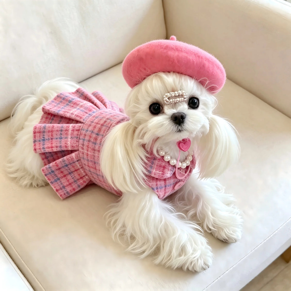 Pet Dog Winter Fleece Warm Vest Dress Small Dog Princess Party Costume for Teddy Bichon Maltese Puppy Outfit