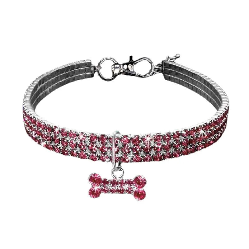 Rhinestone Stretch Pet Collar, Crystal Necklace, Simple Decorative Neck Ring for Dogs & Cats