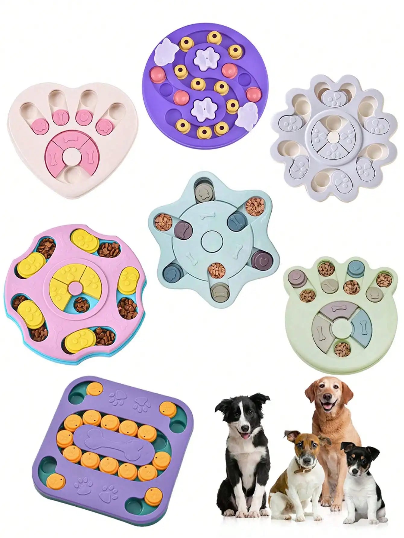 1PC Dog Puzzle Toys Slow Feeder, Interactive IQ-Enhancing Food Dispenser, Non-Slip Slow Eating Bowl, Cat And Dog Food Game, Durable And Easy To Clean, Anti-Choking Function, Slow Feed Treat Dispenser,