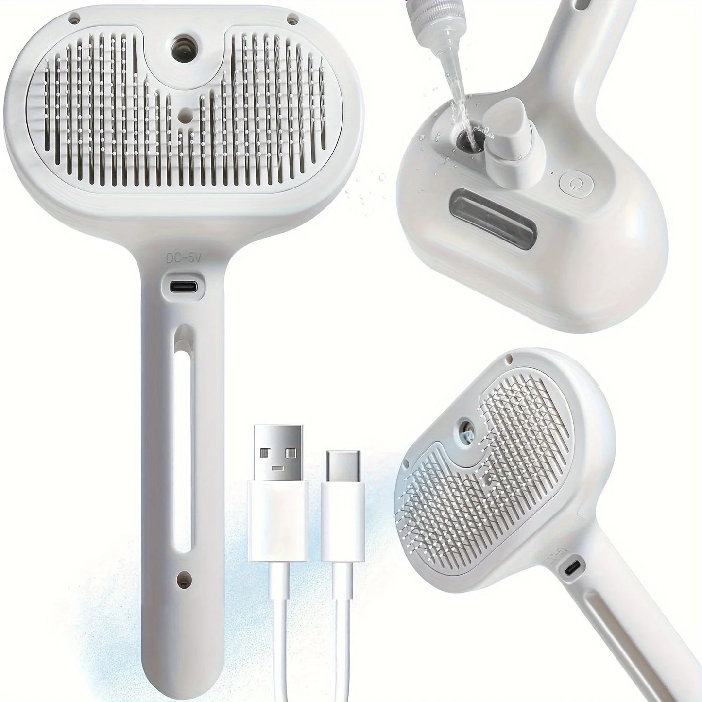 Pet Hair Removal Comb with Water Tank And Release Button Cat Dog Shedding Spray Steam Brush for Grooming