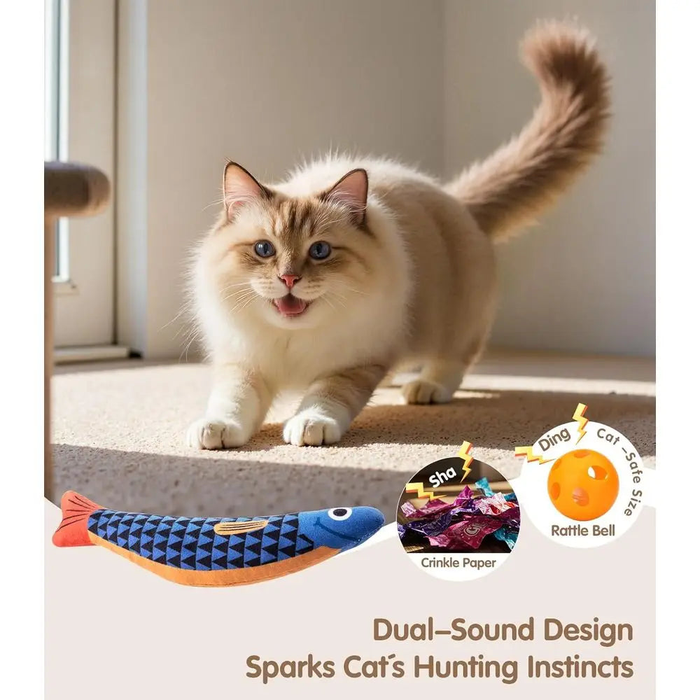 Cat Toys with 5000mg A+Natural Catnip & Silvervine, Baby Grade Interactive Sot Chew Kicker Toys for Indoor Cats & Kittens, Crink