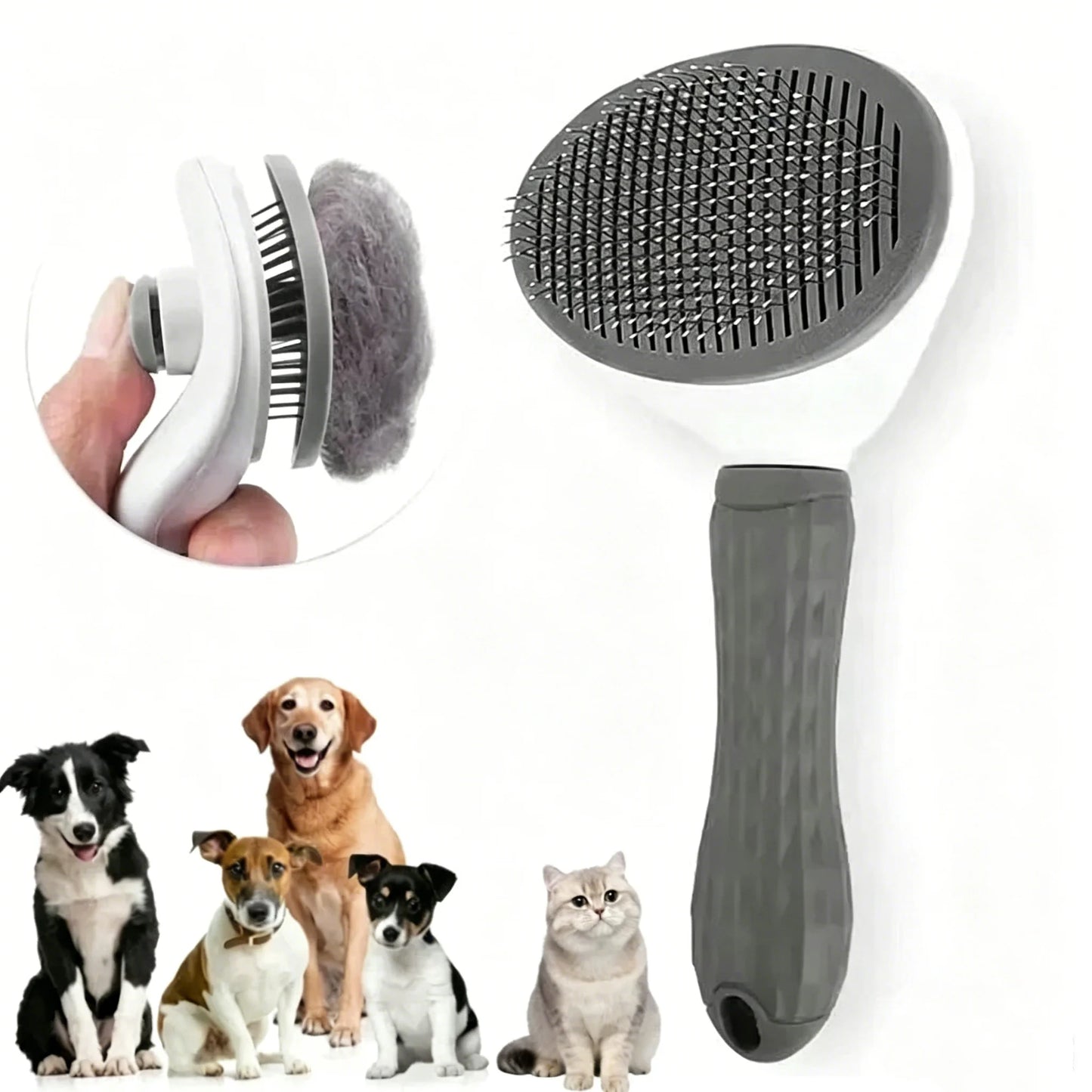 1pc/2pc Self-Cleaning Pet Brush Comb Removes Hair Gentle Pain Free Detangler Grooming Tools for Dogs Cats Daily Care Accessories