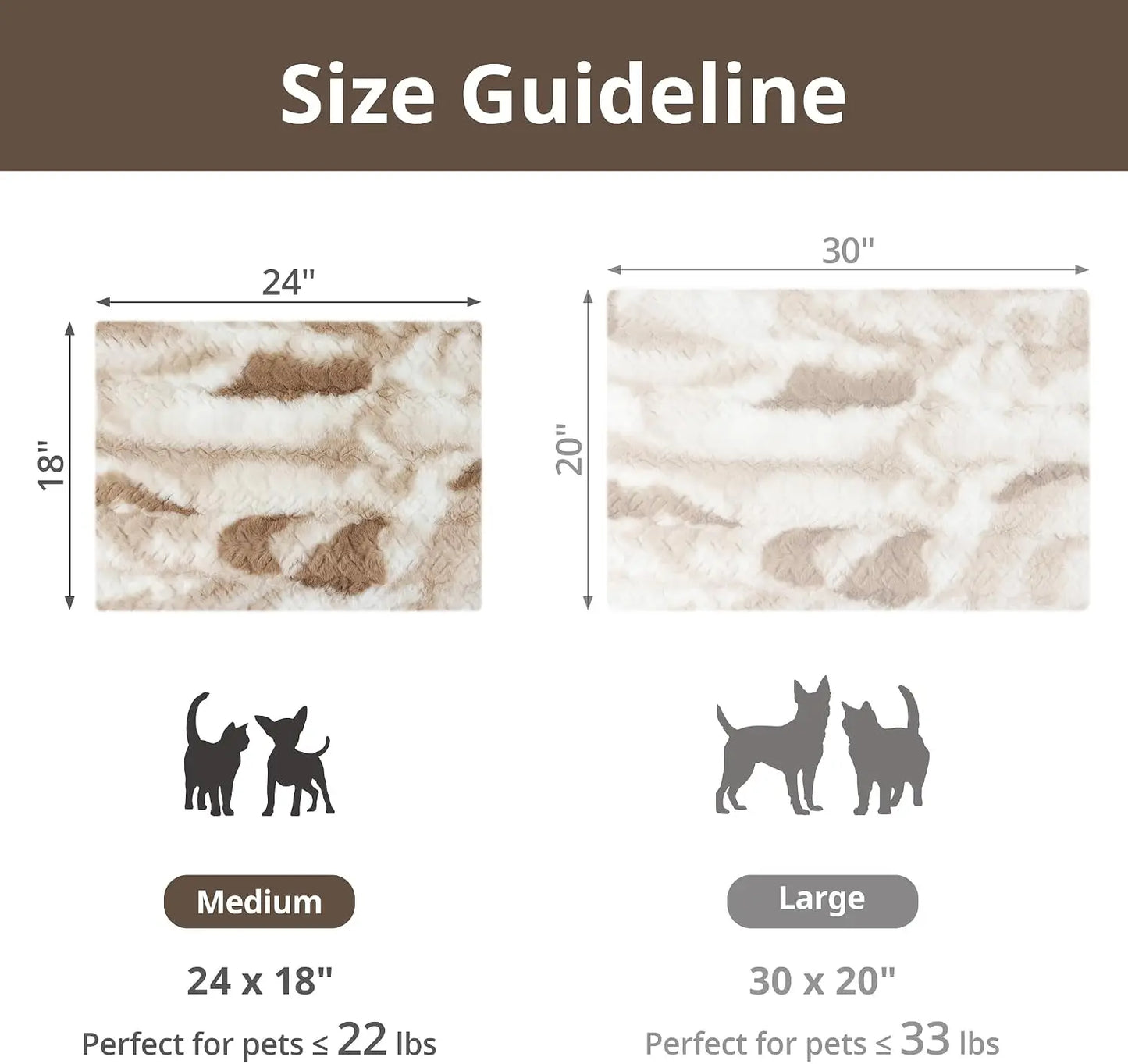 Self Warming Cat Bed 24x18 Ultra Soft Pet Heating Pad Non-Slip Thermal Blanket for Indoor Outdoor Use