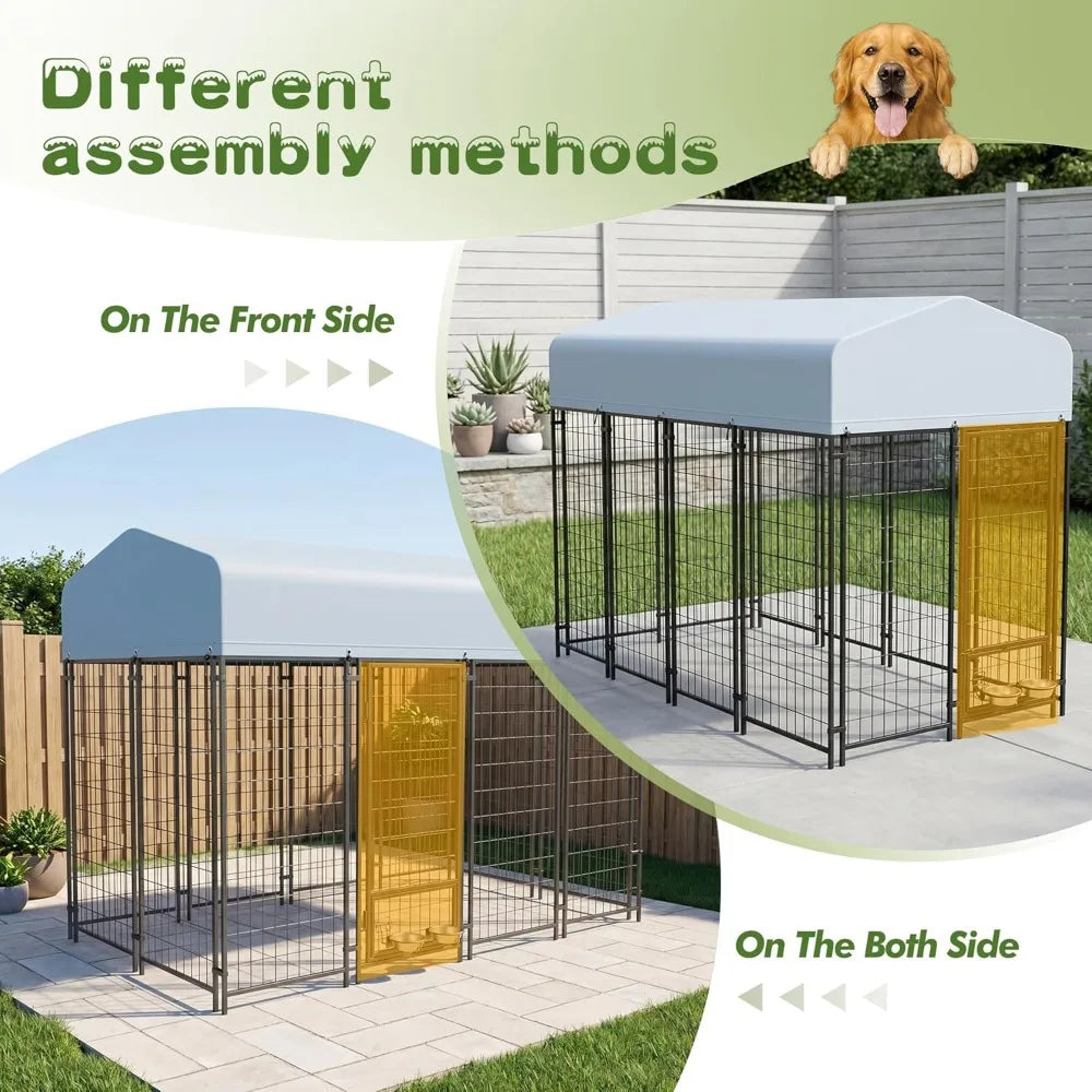 Brand new, Fast shipping 8x4x6 FT Outdoor Dog Kennel for Large Dogs with UV Waterproof Cover, Double Locks, Rotating