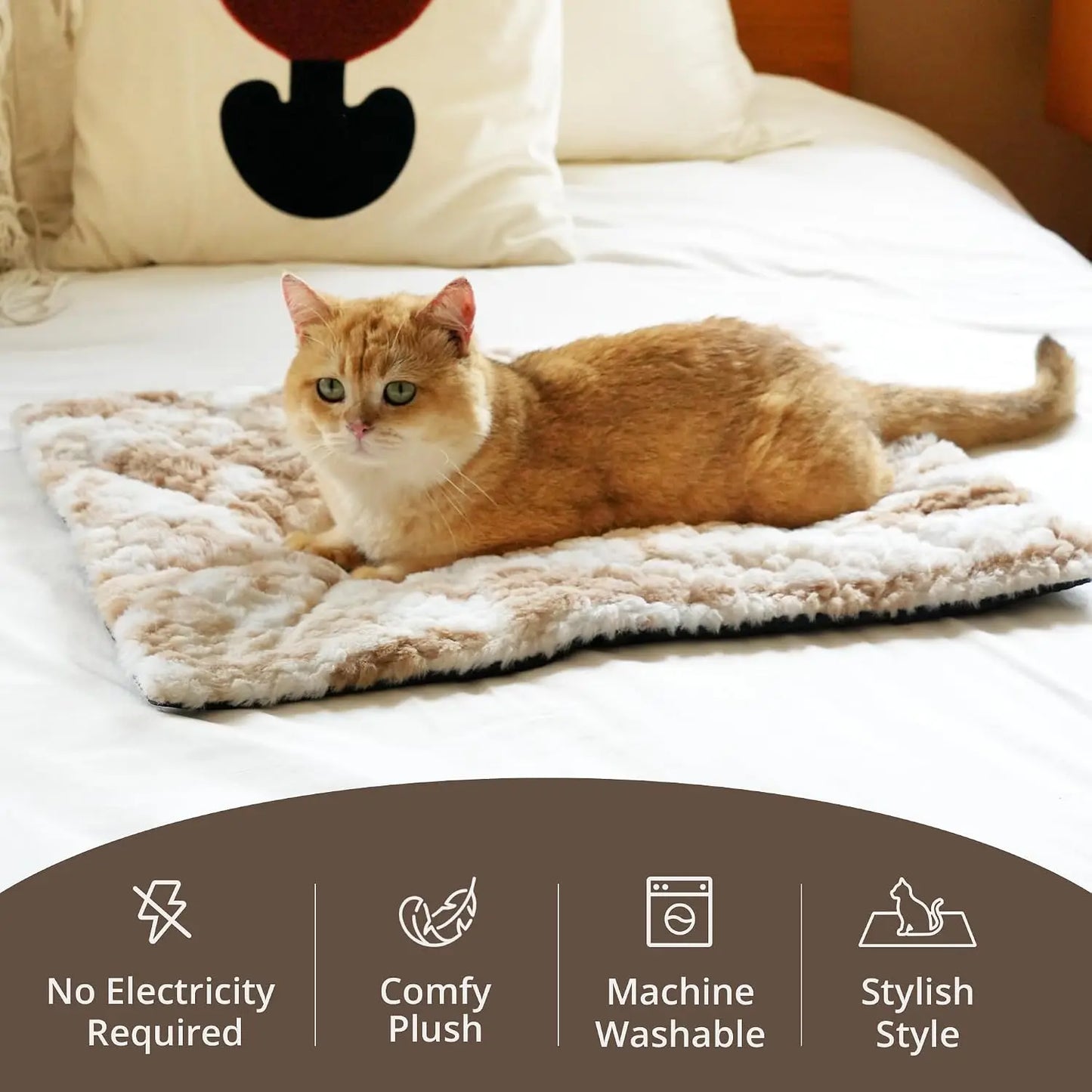 Self Warming Cat Bed 24x18 Ultra Soft Pet Heating Pad Non-Slip Thermal Blanket for Indoor Outdoor Use