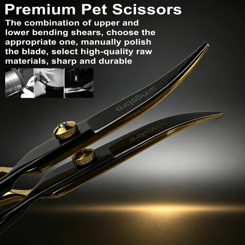 6.5 Inch Pet Grooming Scissors Kit Cat Hair Thinning Shear Pet Scissors Set Blackgold Dog Scissors