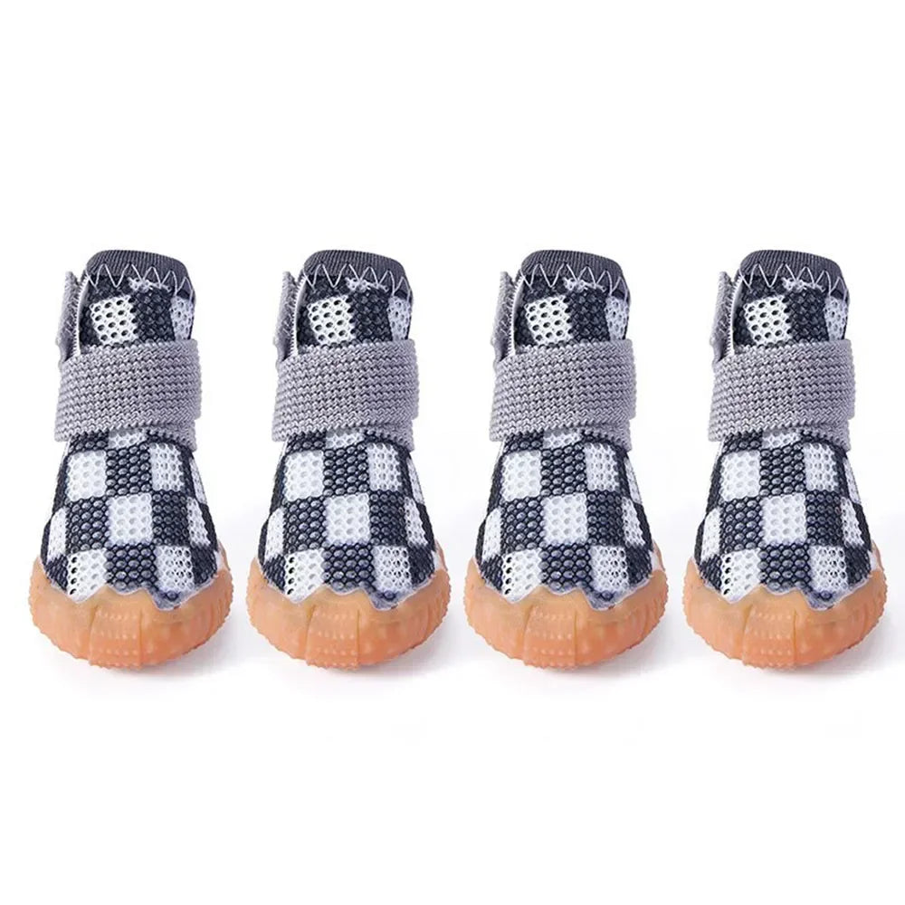 4PCS Dog Shoes for Small Dogs Anti-Slip Dog Boots with Adjustable Magic Sticker Strap Breathable Mesh Pet Paw Protectors Outdoor