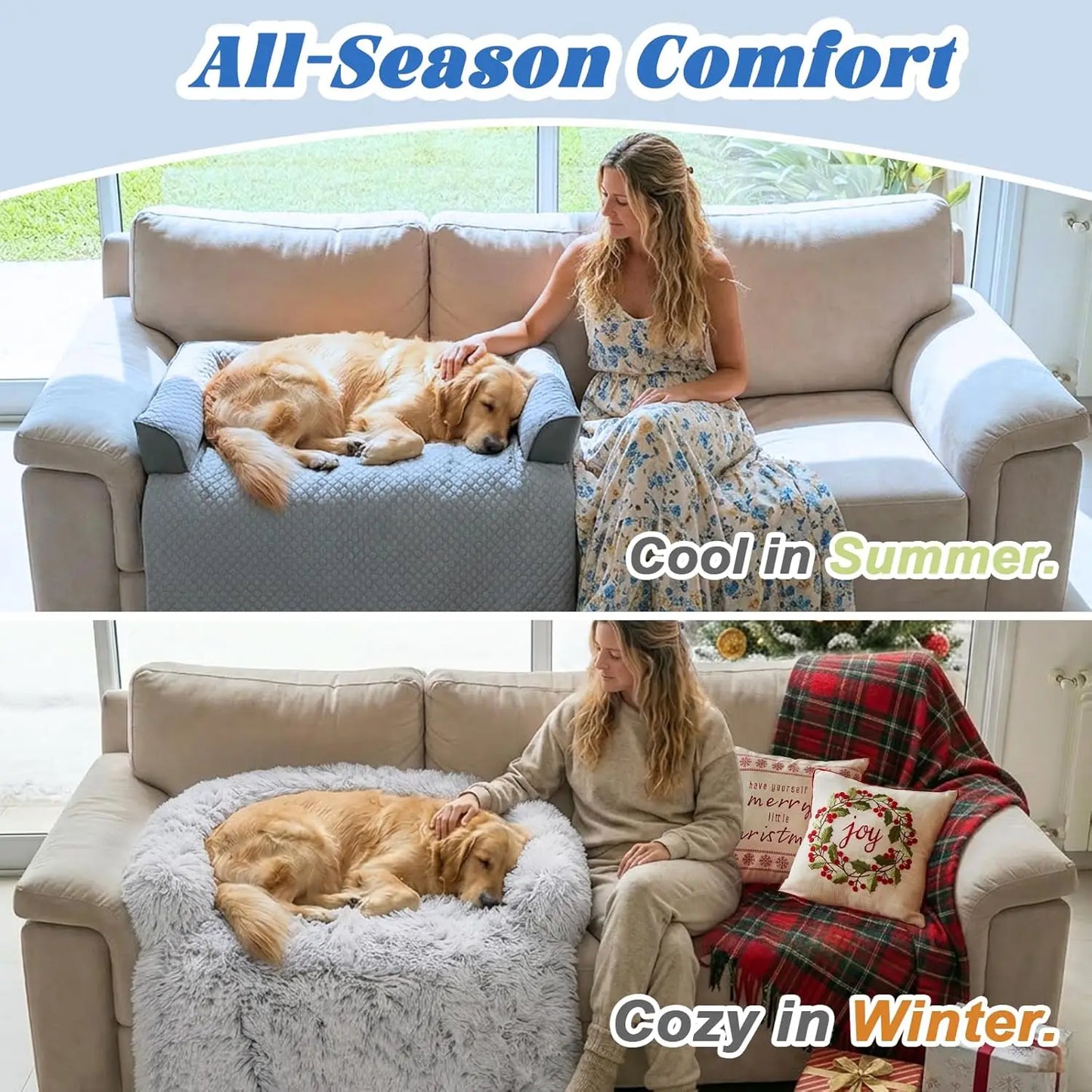 Cooling Dog Bed Mat with Bolster Pillow Washable Dog Couch Cover Breathable Summer Pet Couch Bed Protector Indoor(Large, Cooling Grey)
