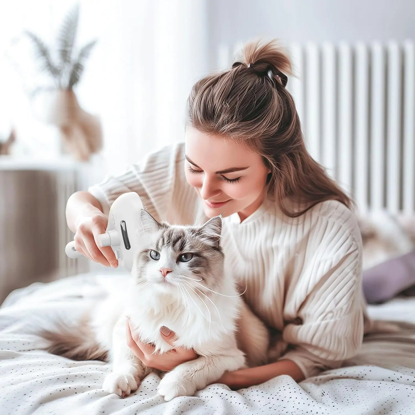 Pet Hair Removal Comb with Water Tank And Release Button Cat Dog Shedding Spray Steam Brush for Grooming