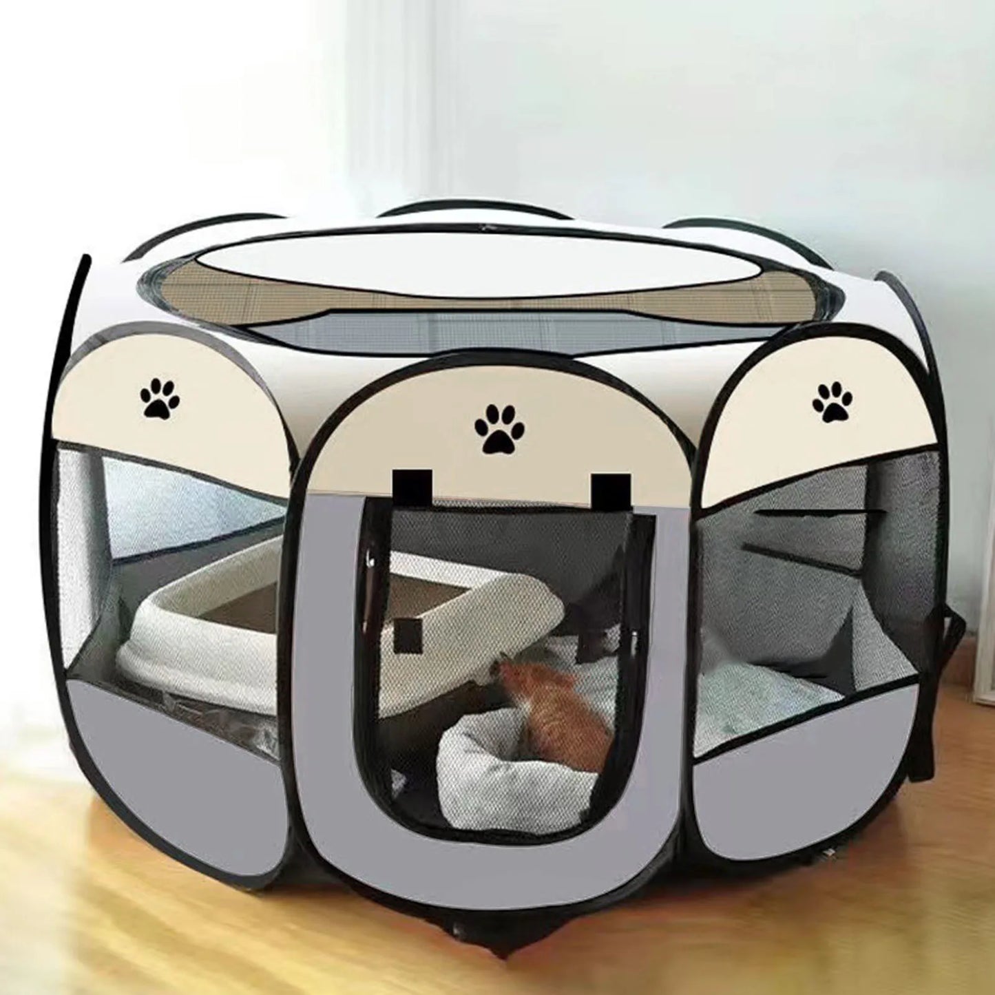 Foldable Soft Kennel Portable Dog Crate Breathable Spacious Space Easy to Clean Enclosed Foldable Soft Kennel for Cats Dogs