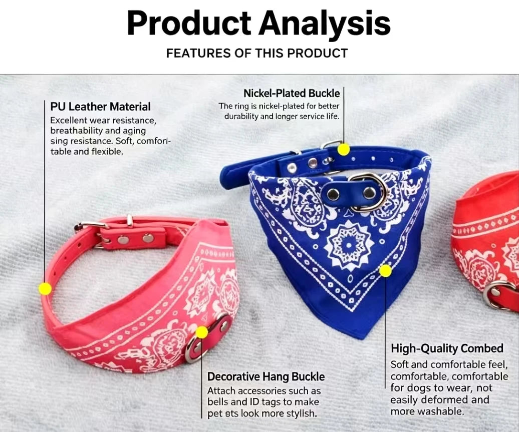 Dog and Cat Collar Bandana for Golden Retrievers, Poodles, and Small to Large Breeds – Pet Accessories and Printed Drool Towels