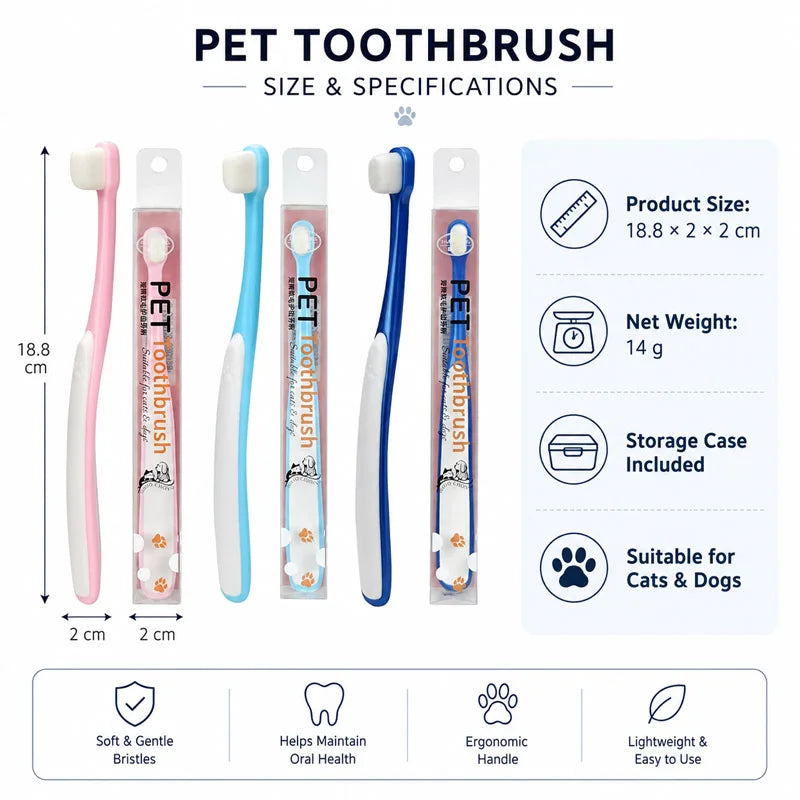 Pet toothbrush for cats and dogs,small head,soft bristles, Dense Hair Brush for Teeth Cleaning Oral Care Toothbrush Pet Supplies