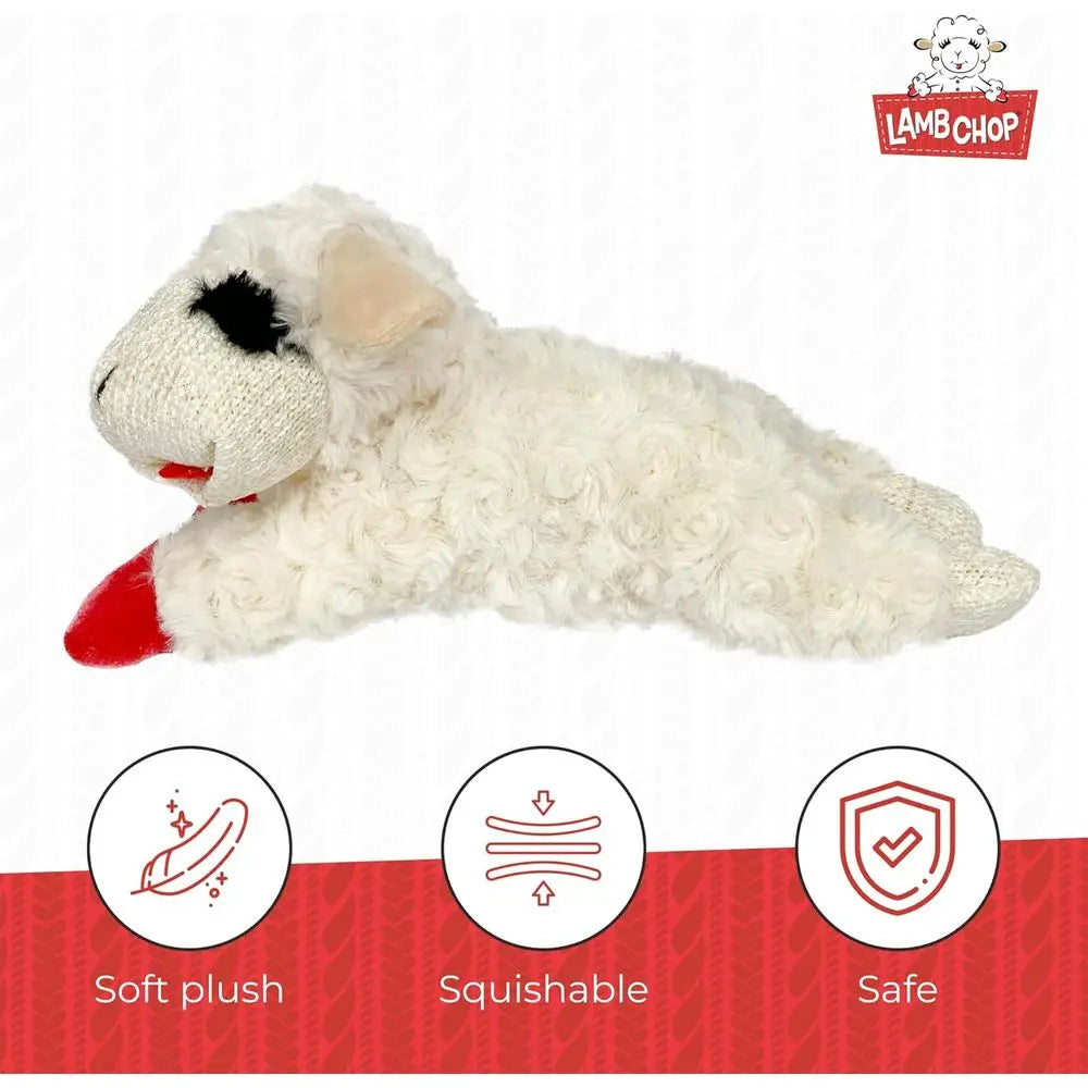 Lamb Chop Dog Plush Toy - Squeaky Toy for Small & Medium Dogs - Extra Soft Plush - Stuffed Animal or Cuddling & Playing (10, Cre