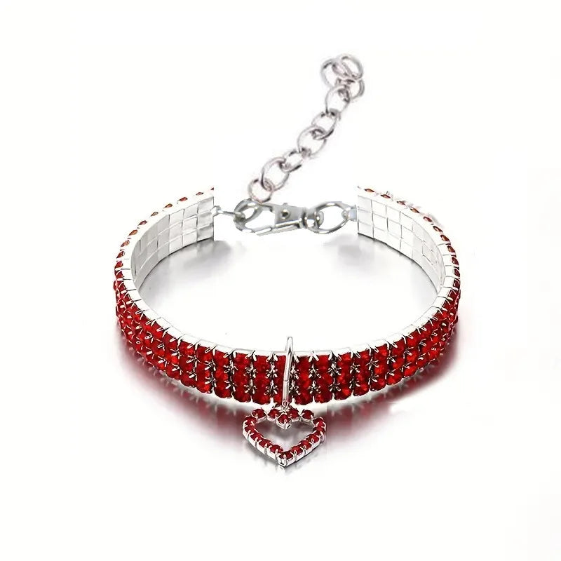 Rhinestone Stretch Pet Collar, Crystal Necklace, Simple Decorative Neck Ring for Dogs & Cats