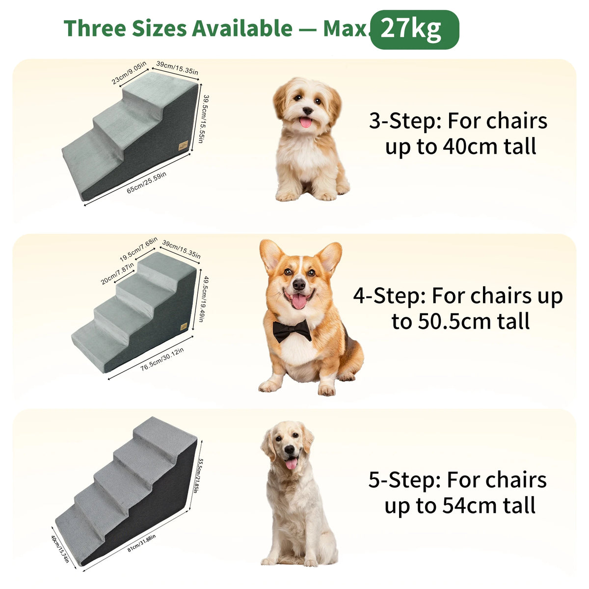 Pet 3/4/5 Step Stair Dog Cat Ramp Ladder High-Density Foam Sponge Dogs Sofa Removable and Washable Training Pet Ramp Stairs
