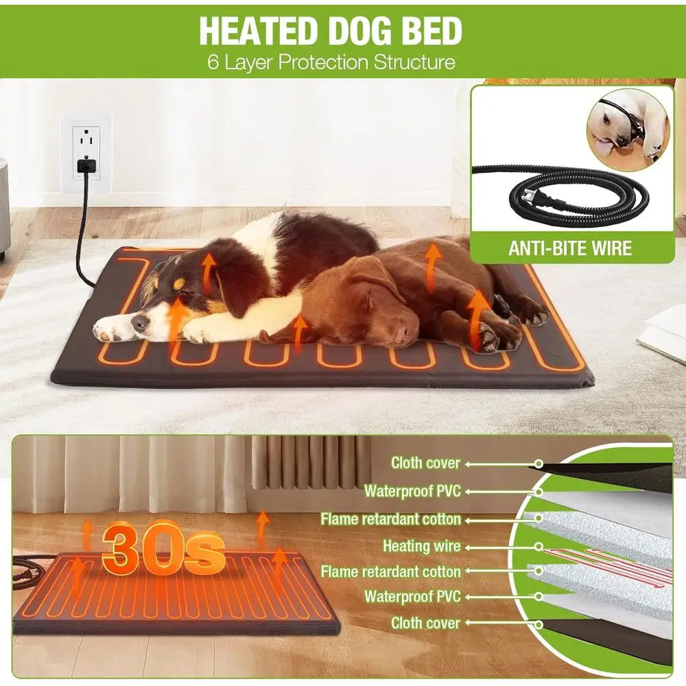 Insulated & Heated Outdoor Dog Kennel for Large, Medium & Small Dogs in Winter, Heavy-Duty Iron, Deep Brown