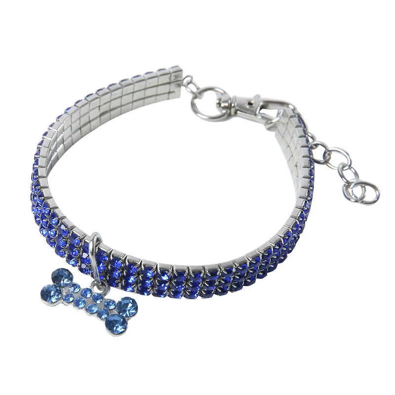 Rhinestone Stretch Pet Collar, Crystal Necklace, Simple Decorative Neck Ring for Dogs & Cats