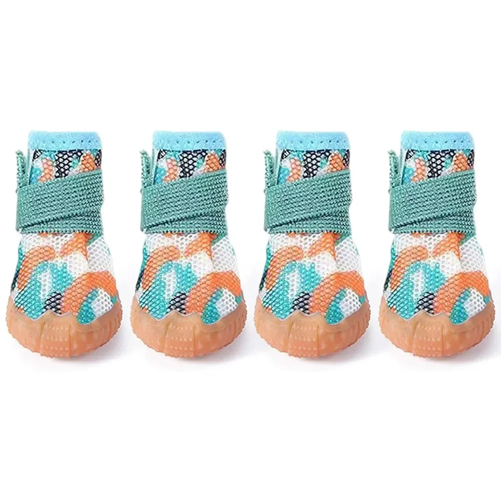 4PCS Dog Shoes for Small Dogs Anti-Slip Dog Boots with Adjustable Magic Sticker Strap Breathable Mesh Pet Paw Protectors Outdoor