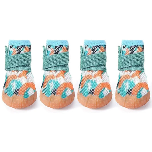 4PCS Dog Shoes for Small Dogs Anti-Slip Dog Boots with Adjustable Magic Sticker Strap Breathable Mesh Pet Paw Protectors Outdoor