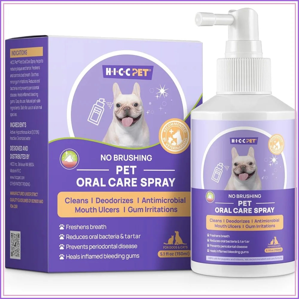 Dog Dental Care Spray, Vet-Trusted Breath Freshener & Teeth Cleaner, Eliminate Bad Breath, Reduce Plaque & Tartar, No Brushing, 5.1 Fl Oz