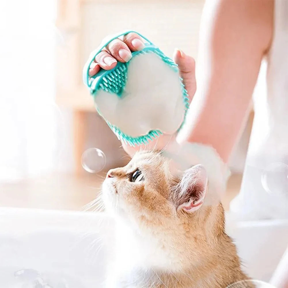 Pet Bathing Brush Soft Silicone Massager Shower Gel Bathing Brush Clean Tools Comb Gloves Dog Cat Grooming Supplies Accessories