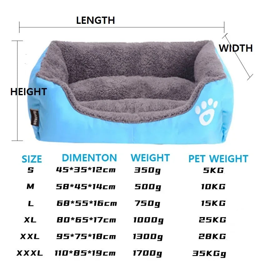 Pet Large Dog Beds Soft Warm Cat Bed Cushion Waterproof Bottom Small Dog Bed Chihuahua Husky Pet Sofa Beds For Dogs Cats S-3XL