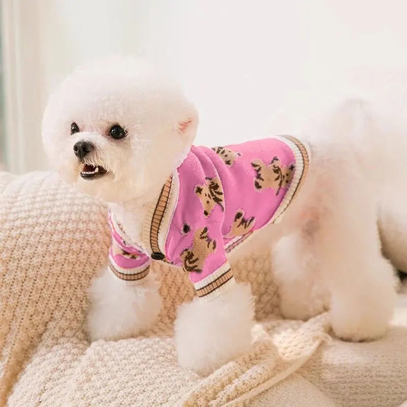 Luxury Dog Clothes Chihuahua Pet Striped Cardigan Sweater Bichon Frise Puppy Kitten Dog Warm Coat Cat Dog Accessories Pet Outfit