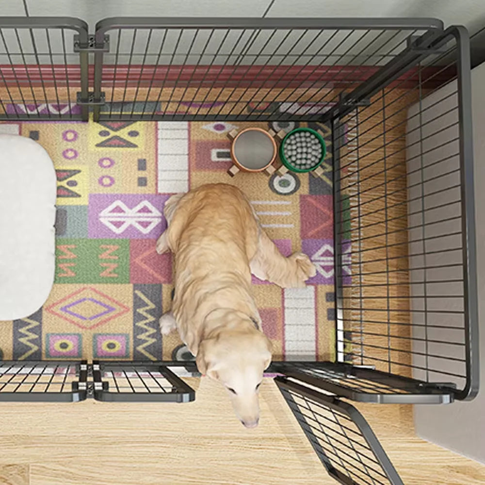 6 Panels Dog Fence Playpen Foldable Puppy Exercise Kennel Teddy Animal Escape Barrier Heavy Duty Cage for Dog Cat Rabbit Pet 60x60cm,70x80cm