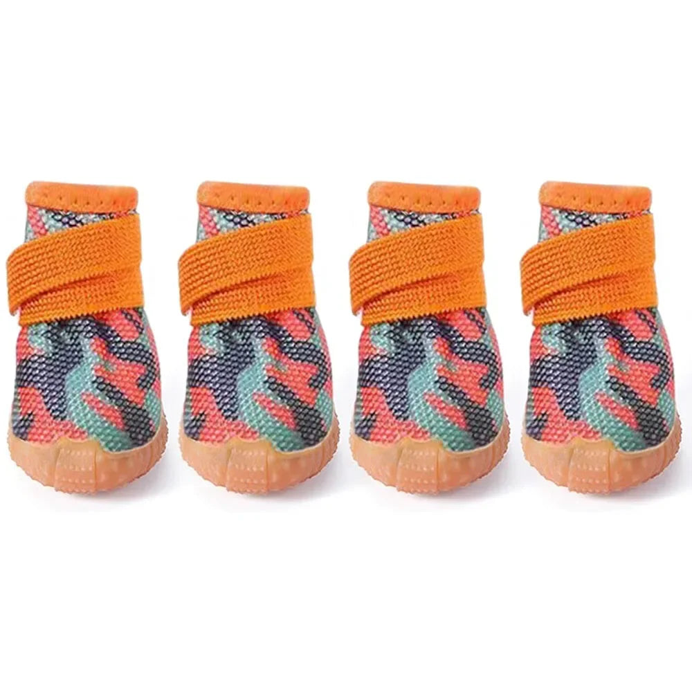 4PCS Dog Shoes for Small Dogs Anti-Slip Dog Boots with Adjustable Magic Sticker Strap Breathable Mesh Pet Paw Protectors Outdoor