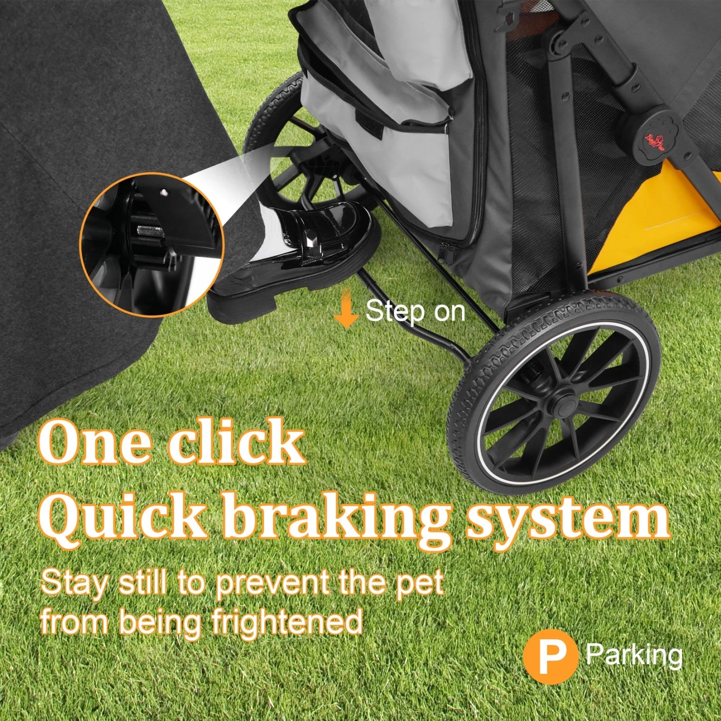 One-Click Folding Dog Stroller for Large Dogs Outdoor Pet Jogger Wagon Stroller Carrier with Storage Pockets 4 Wheels Pet Travel Stroller