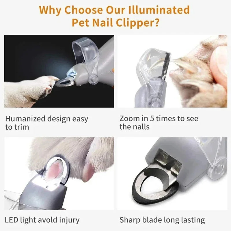 LED Light Pet Nail Clipper With Amplification Function Dog Cat Special Nail Trimmer Tool Pet Grooming Cleaning Supplies