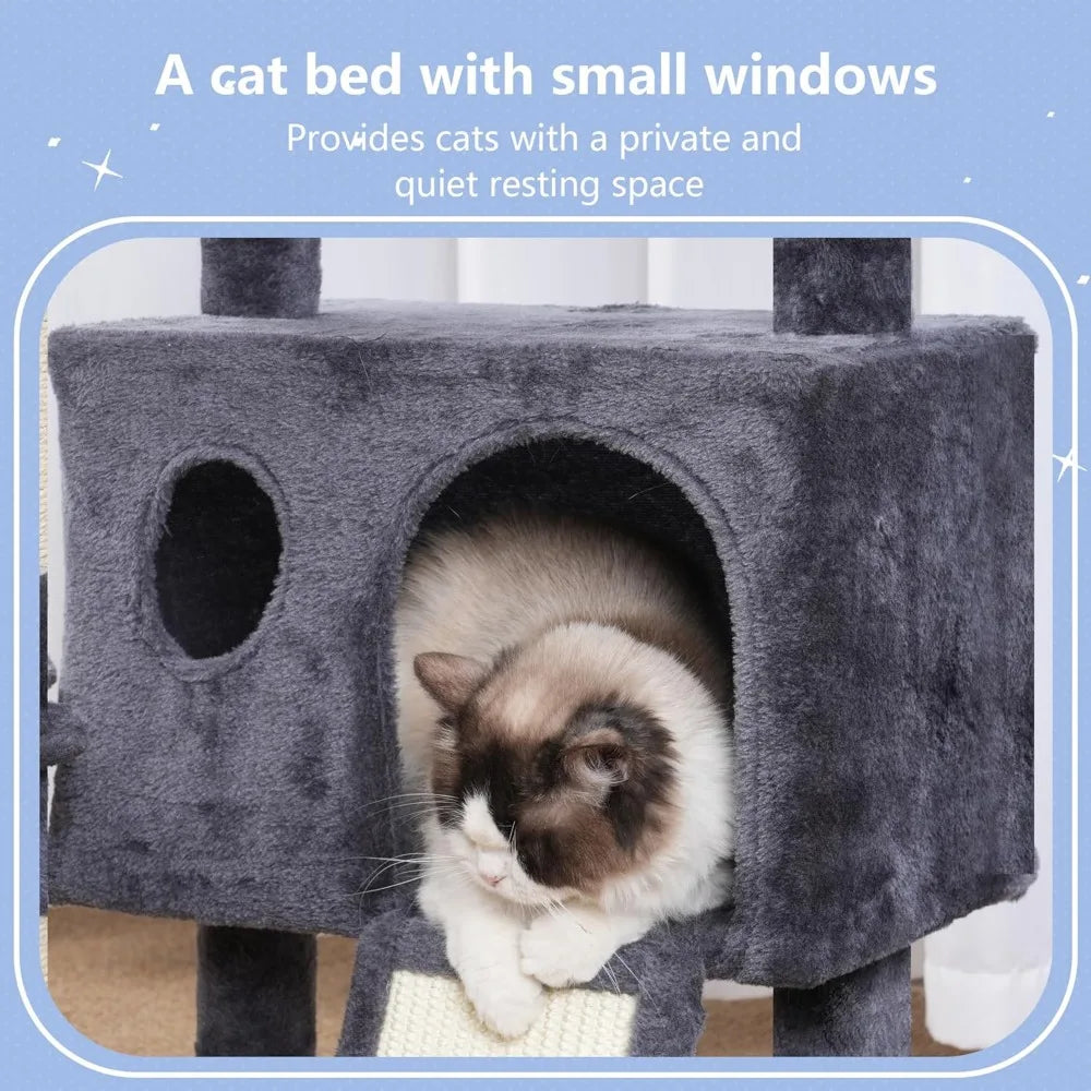 Cat Tree Tower Scratching Posts Condo Platform Hammock Sisal Scratch Board Ball Indoor Kittens 41 Inches