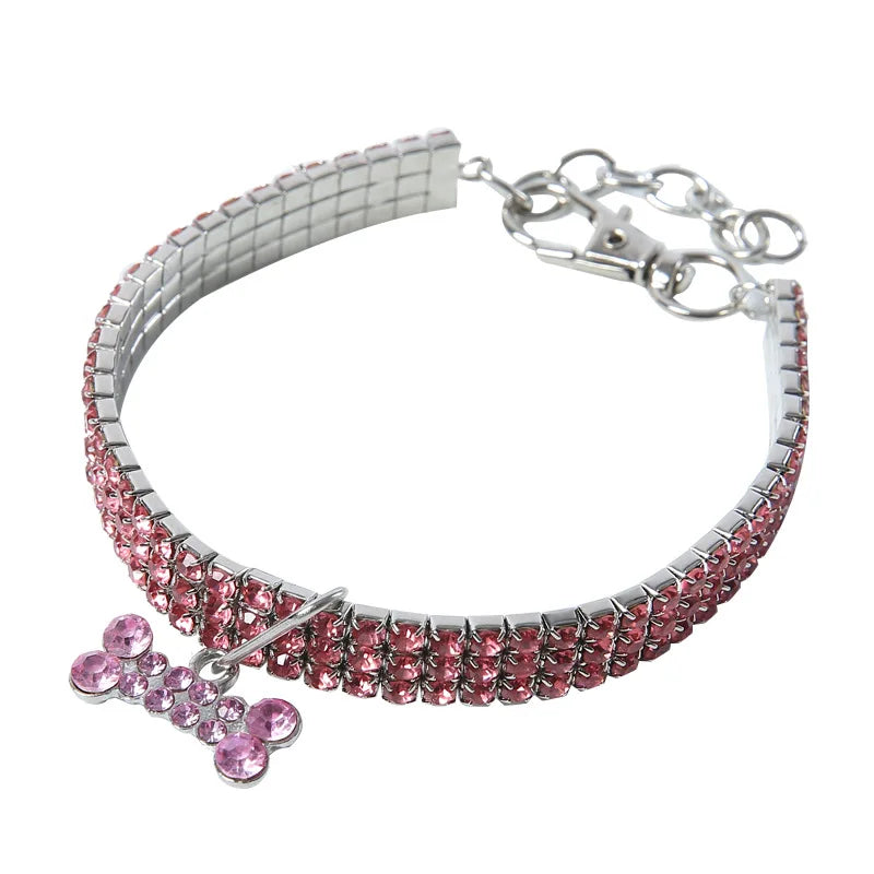 Rhinestone Stretch Pet Collar, Crystal Necklace, Simple Decorative Neck Ring for Dogs & Cats