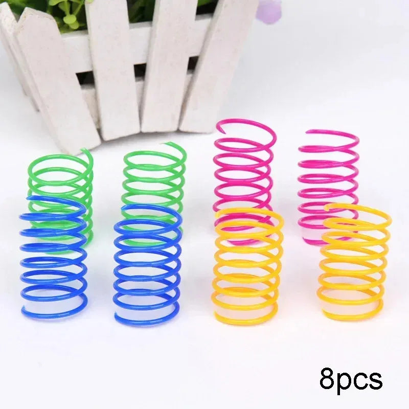 12PCS 12Colors Cat Spring Toys for Indoor Cats, Interactive Coil Springs for Self Play, Durable Heavy Plastic Cat Spiral Spring